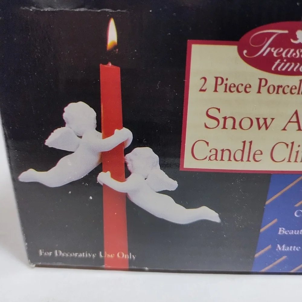 Pair Of Vintage Christmas Angel Candle‎ Climber Huggers Porcelain Set of 2 White